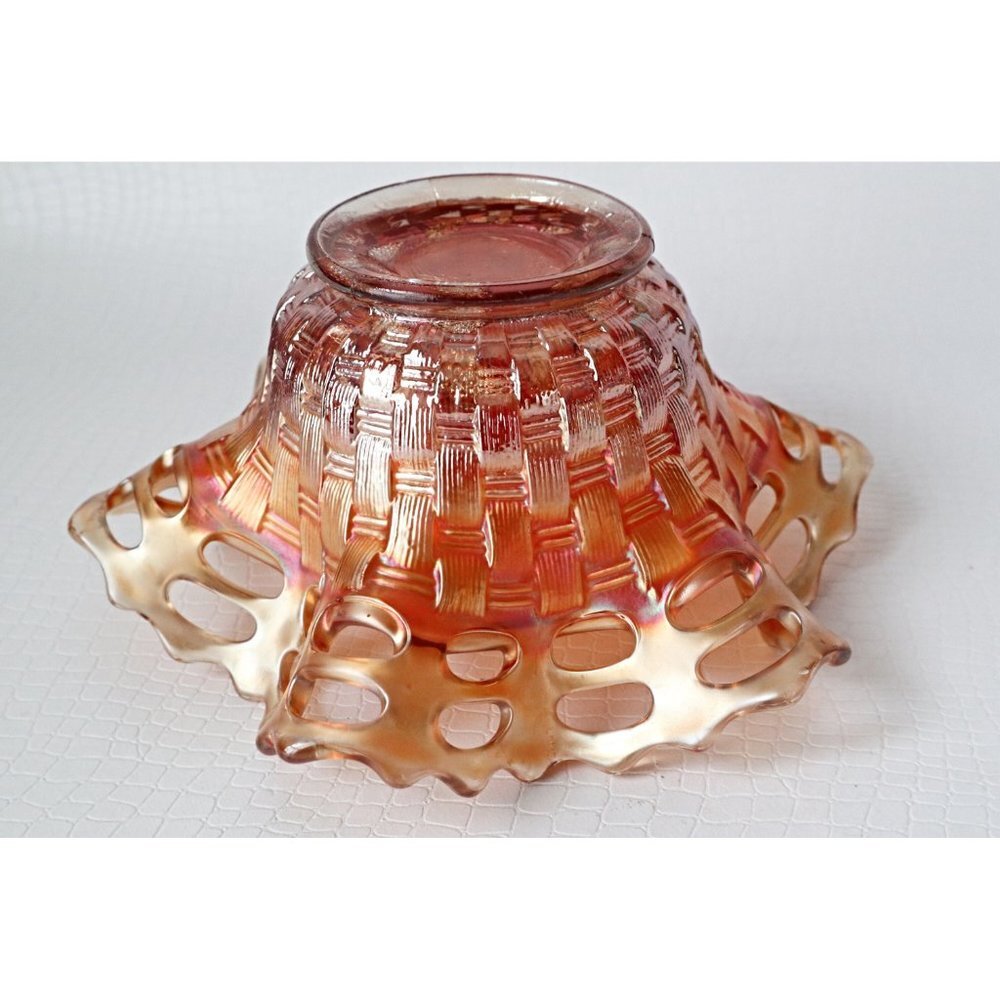 Carnival Glass Marigold Fenton Open Edge Ruffled Hat Vase Iridescent Carnival Gl - Picture 4 of 6